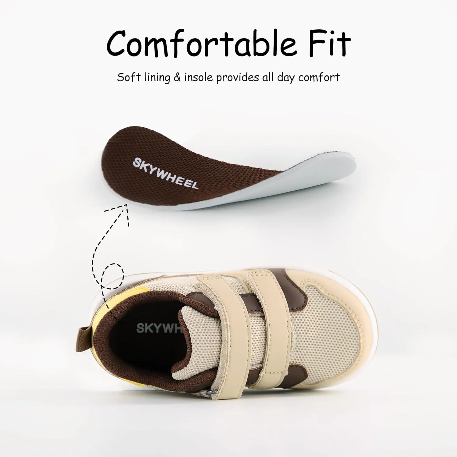SKYWHEEL Toddler Boys Girls Tennis Shoes Kids Slip On Barefoot Shoes Wide Casual Walking Running Sneakers for Little Kids