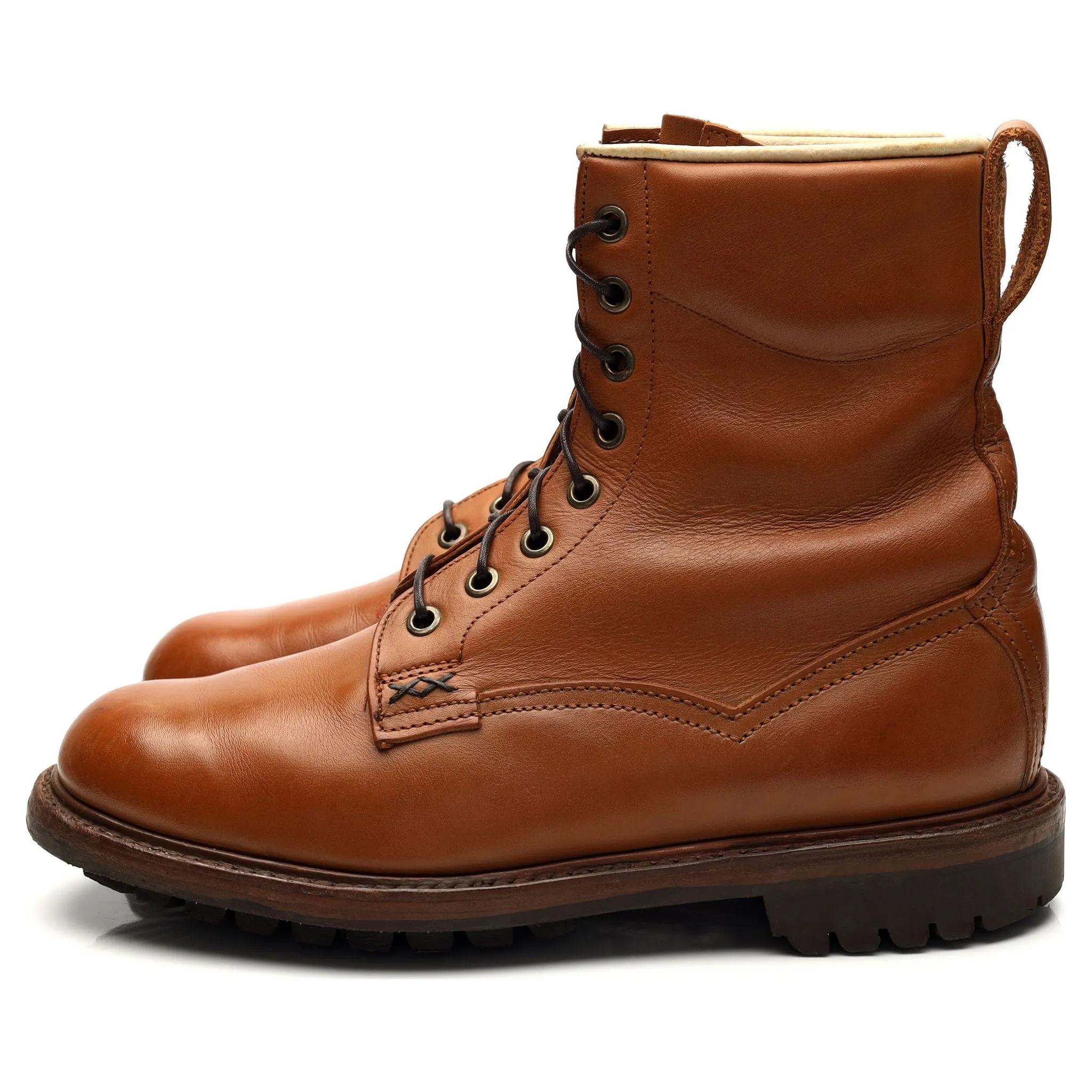 'SR974C' Tan Brown Leather Boots UK 6.5