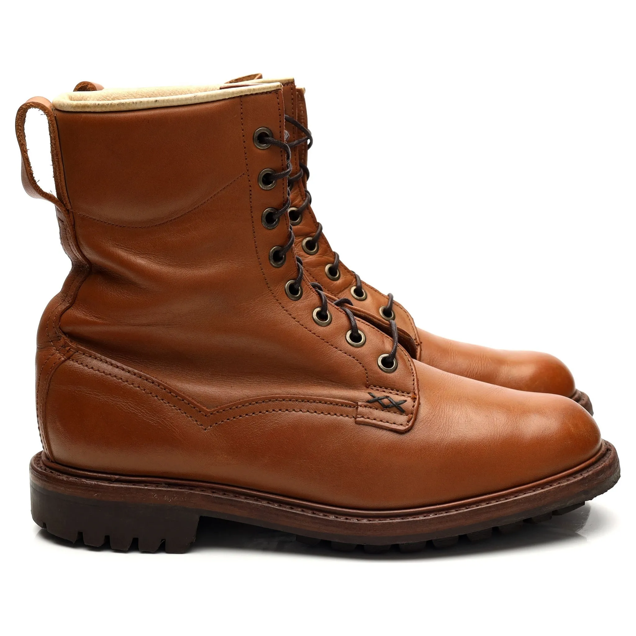 'SR974C' Tan Brown Leather Boots UK 6.5