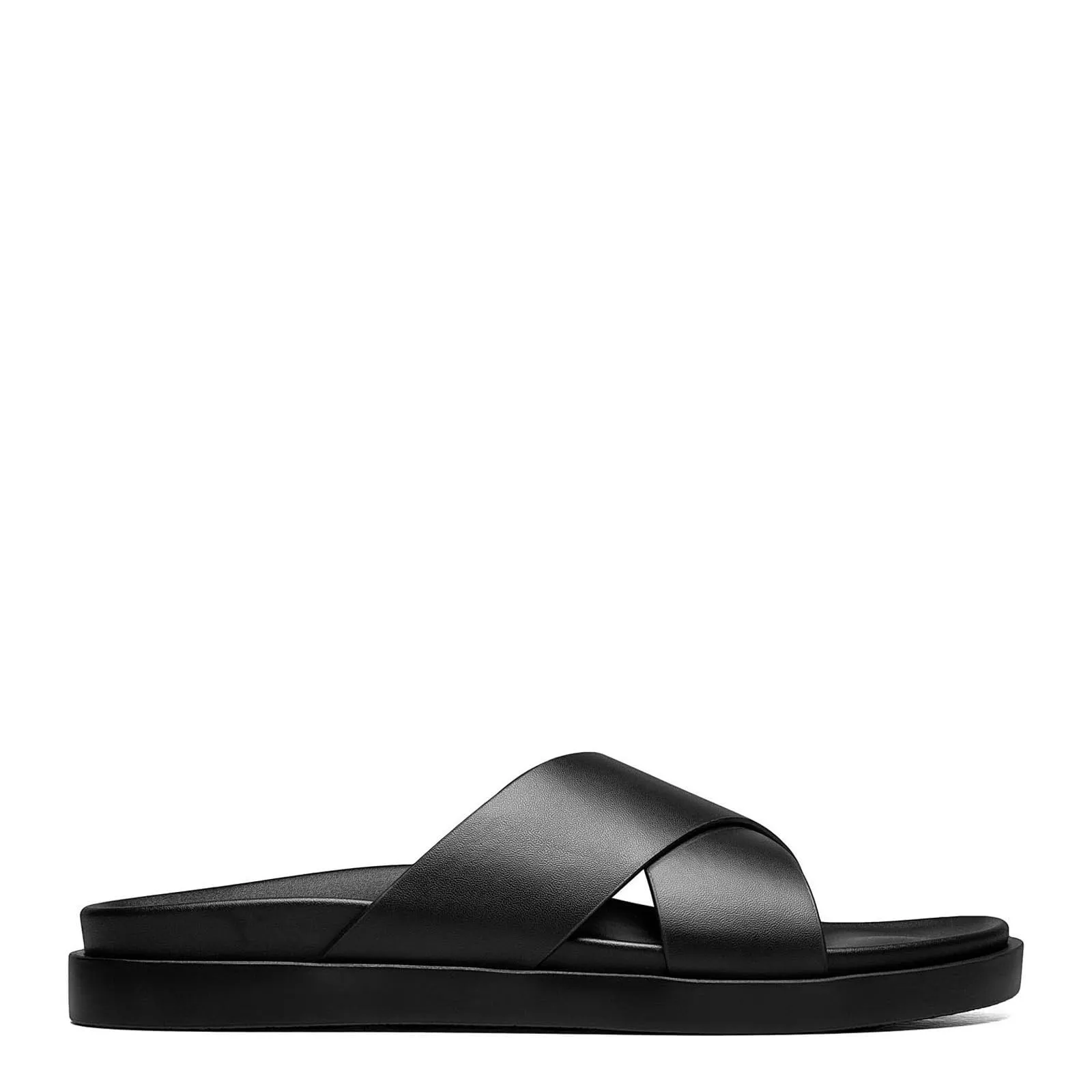 STACY ADAMS mens Montel Cross Strap Slide Sandal Loafer, Black, 13 US