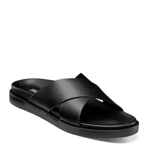 STACY ADAMS mens Montel Cross Strap Slide Sandal Loafer, Black, 13 US