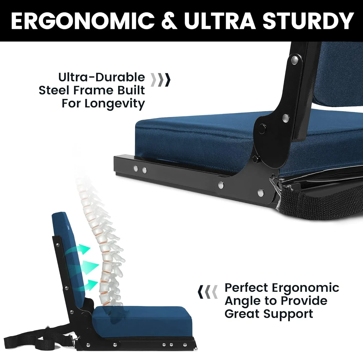 Stadium Seating for Bleachers, Bleacher Seats with Ultra Padded Comfy Foam Backs and Cushion, Wide Portable Stadium Chairs with Back Support and Shoulder Strap
