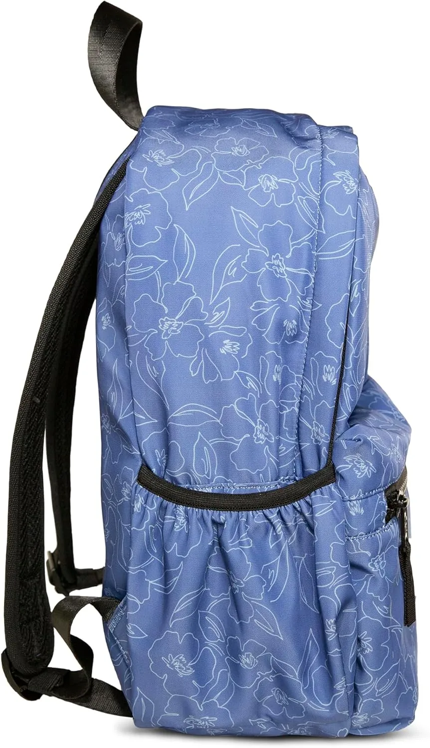 Star Medium Traditional Classic Backpack with Zipped Front Pocket and 2 Side Pockets, Petal - Bluebell