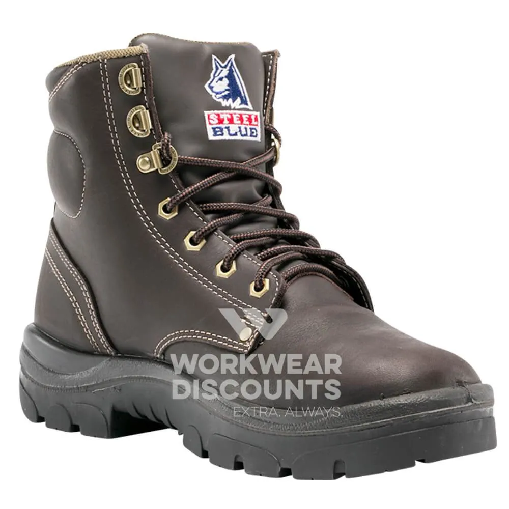 Steel Blue Argyle Lace Up Safety Boots Whiskey