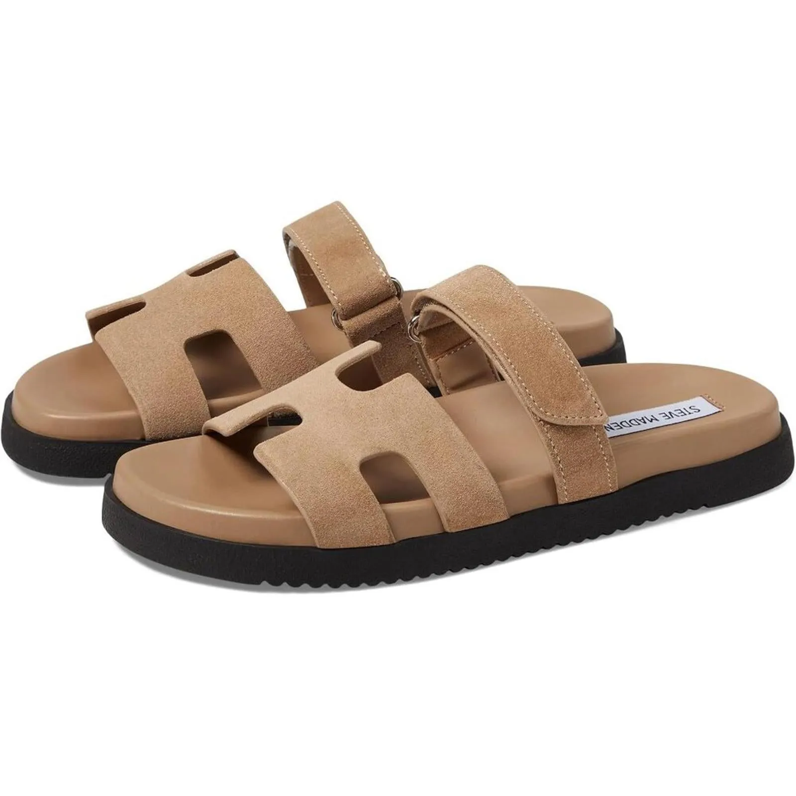 Steve Madden Shoes Mayven Taupe Suede Slide Sandals
