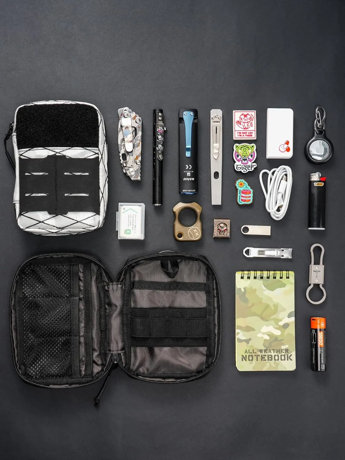 TACTICAL GEEK Block E2.0 EDC Compact Waist Pocket Pouch, Multi-Purpose Molle EDC Pouch Gadget Organizer, Multi-Purpose Molle Tool Pouch for Multitools, Nylon Daily Utility Tool Organizer Bag White