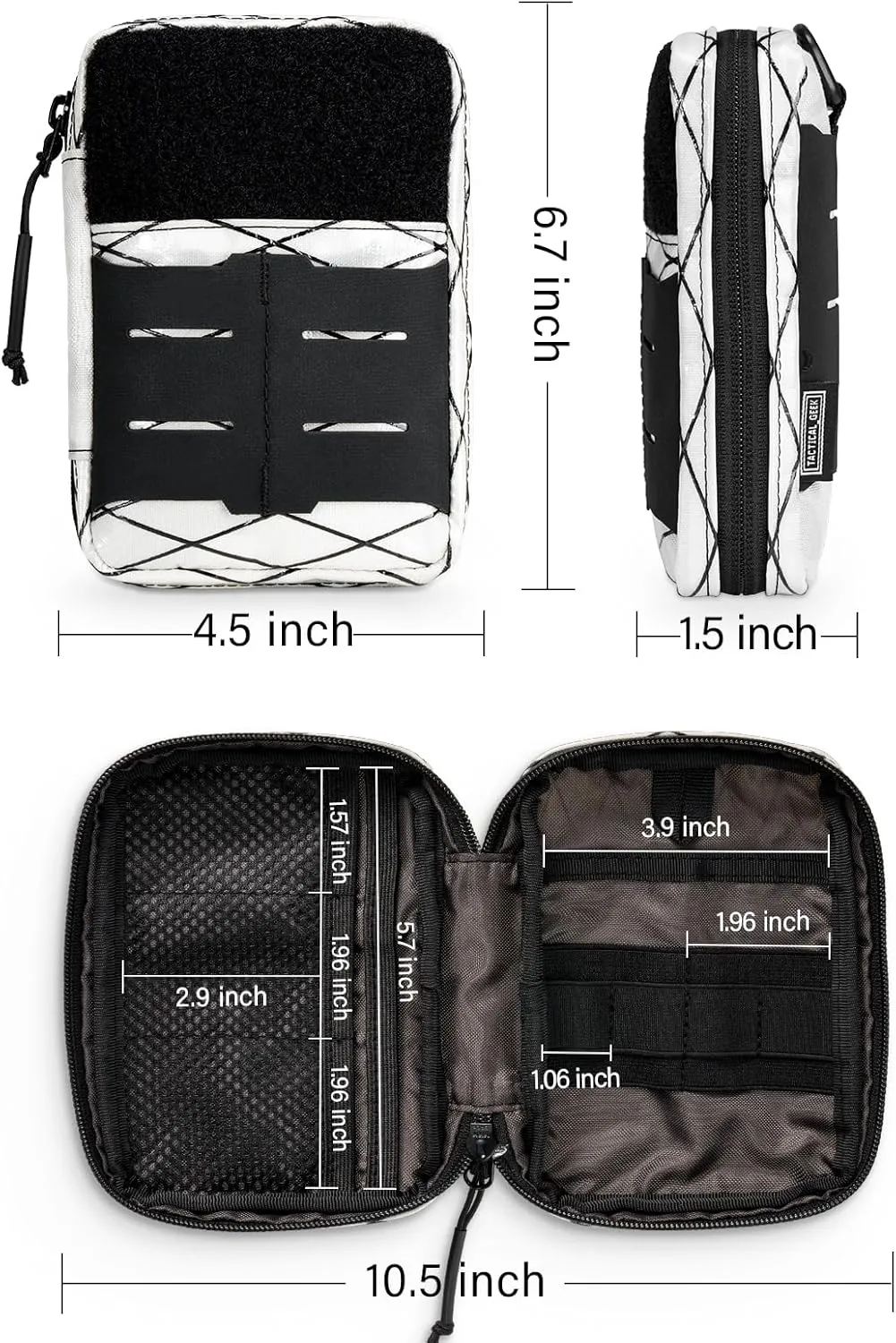 TACTICAL GEEK Block E2.0 EDC Compact Waist Pocket Pouch, Multi-Purpose Molle EDC Pouch Gadget Organizer, Multi-Purpose Molle Tool Pouch for Multitools, Nylon Daily Utility Tool Organizer Bag White