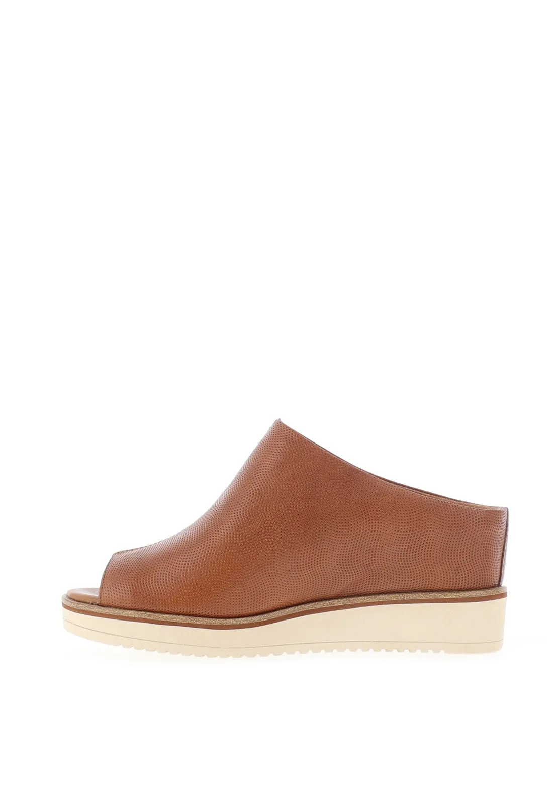 Tamaris Soft Leather Shimmering Mule Wedge Shoes, Cognac