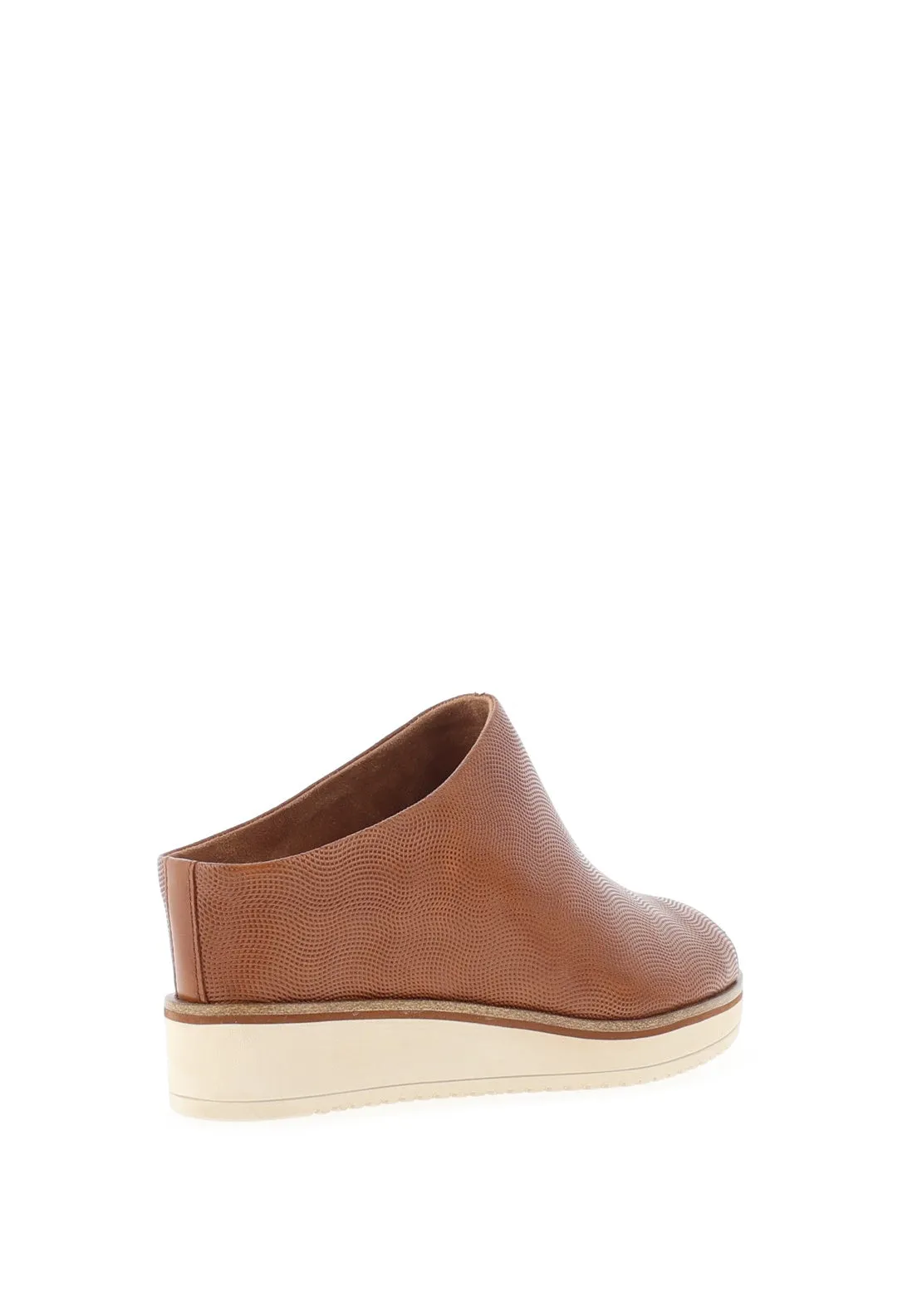 Tamaris Soft Leather Shimmering Mule Wedge Shoes, Cognac