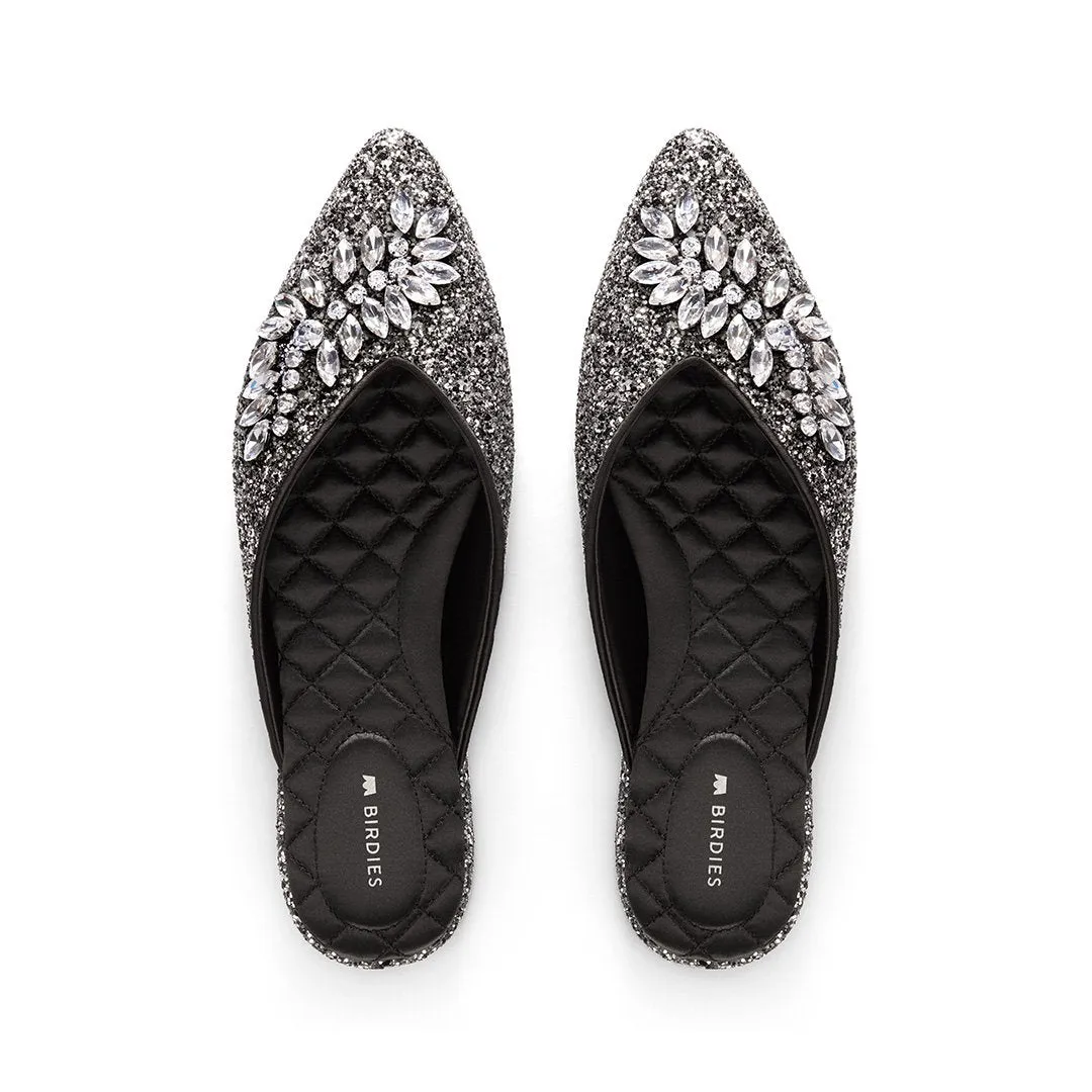 The Swan - Jeweled Gunmetal Sparkle