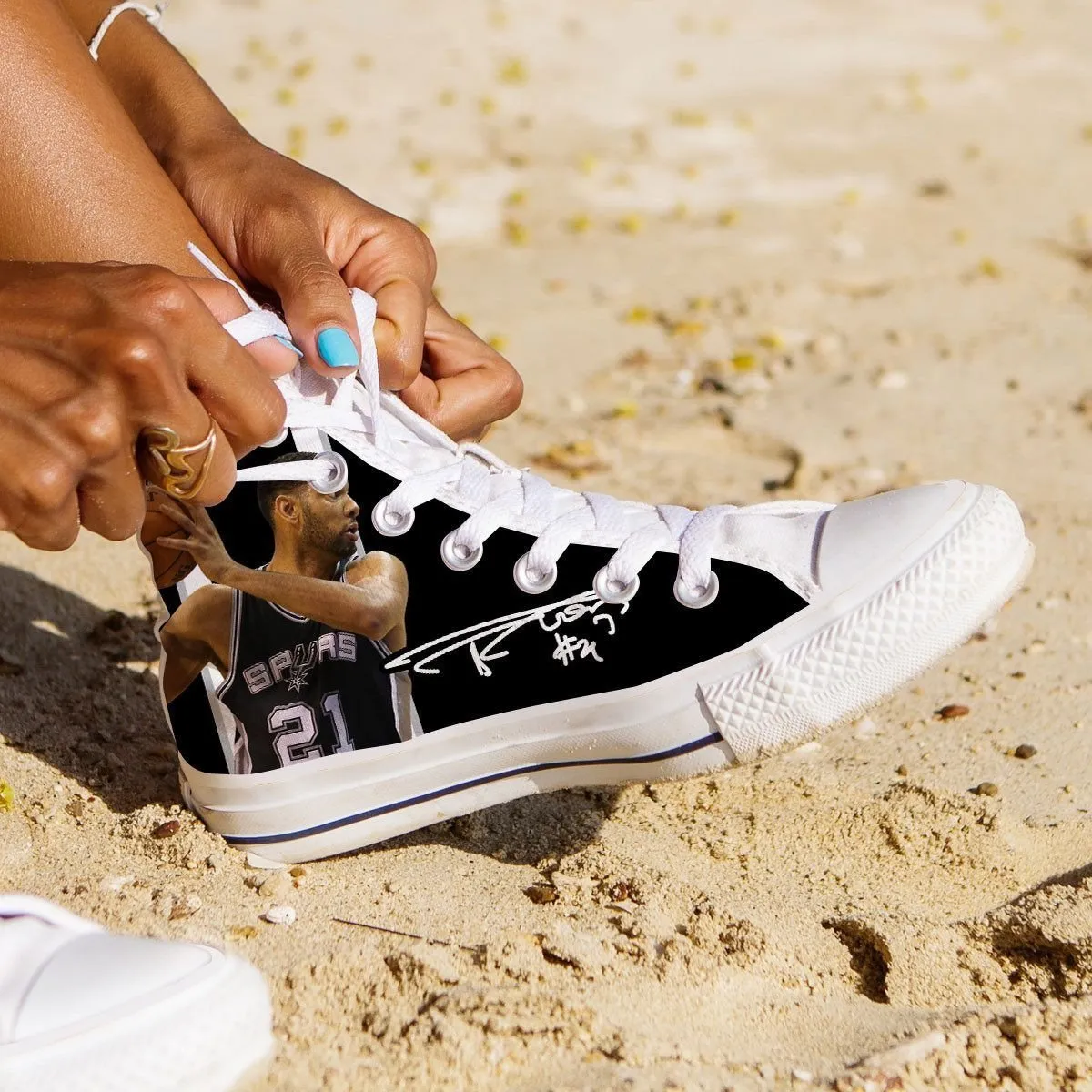tim duncan ladies high top sneakers