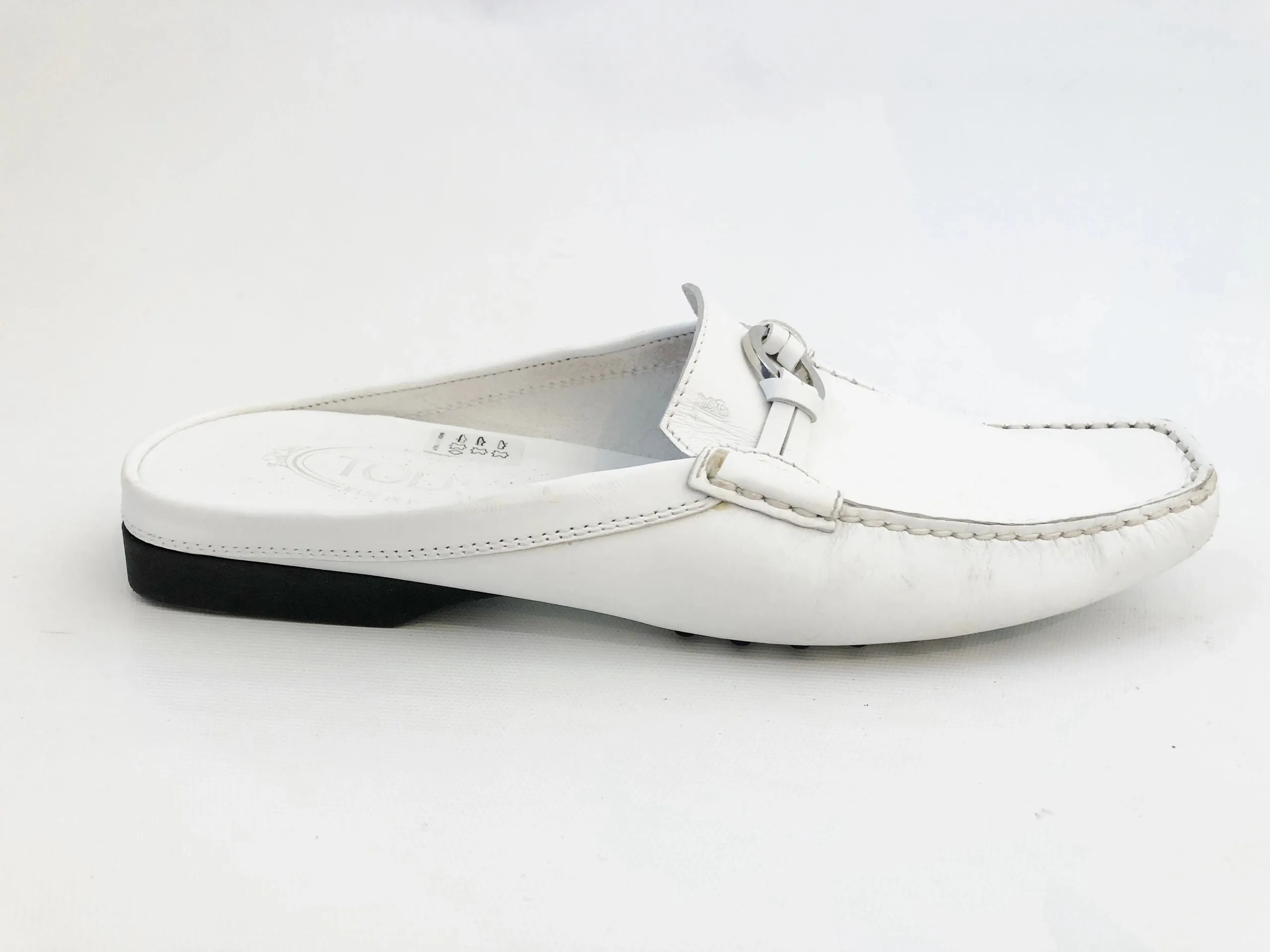 Tod's White Leather Slide Size 10