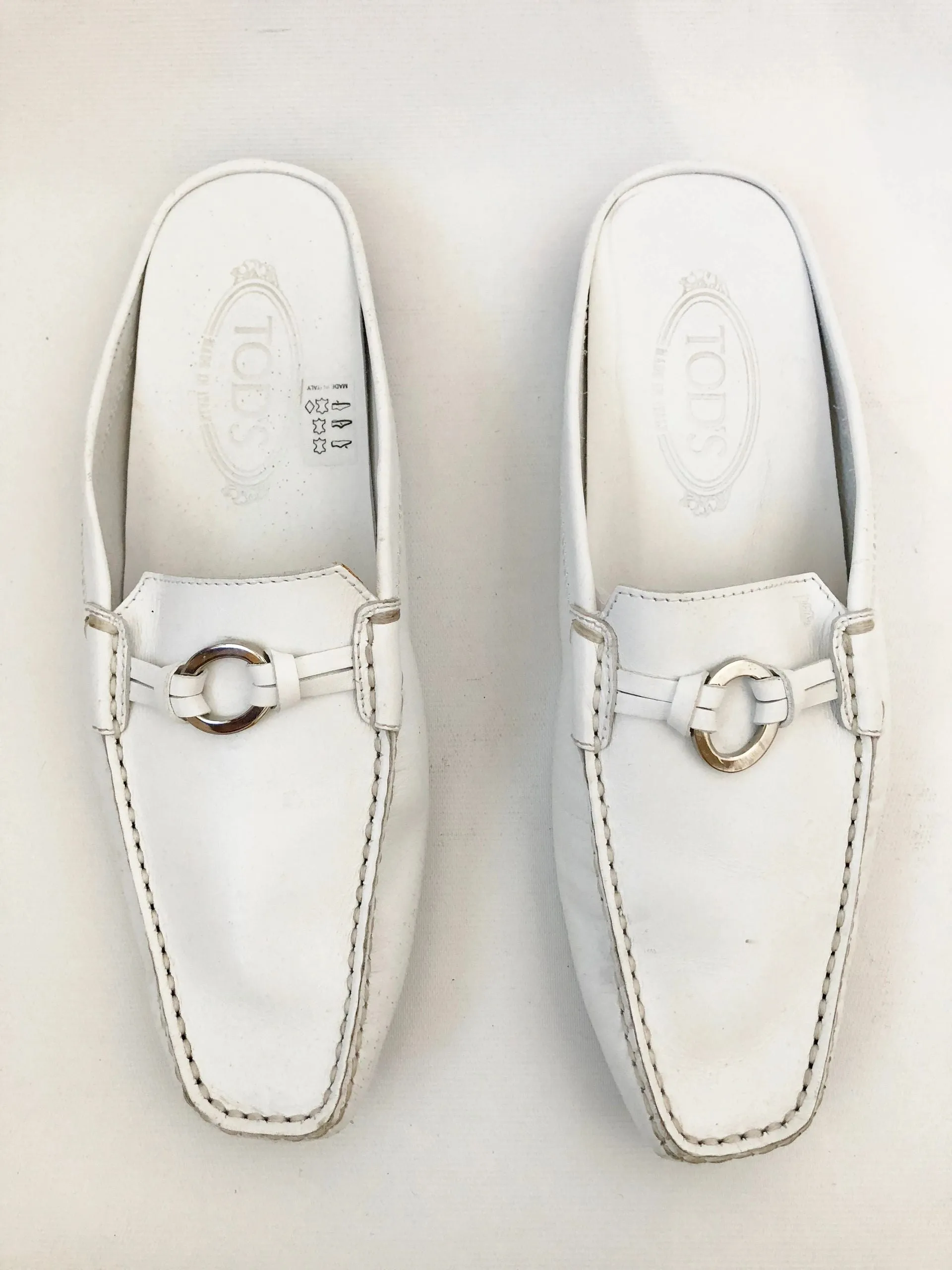 Tod's White Leather Slide Size 10