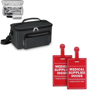 Travel Carrying Bag Black and 2 Pack Medical Supplies Inside Tag Bundle