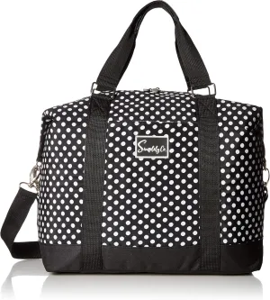 Travel Weekender Overnight Carry-on Shoulder Duffel Tote Bag (8" x 12" x 16 (Large), Black & White Polka Dots)