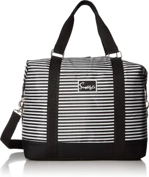 Travel Weekender Overnight Carry-on Shoulder Duffel Tote Bag (8" x 12" x 16 (Large), Black & White Stripes)