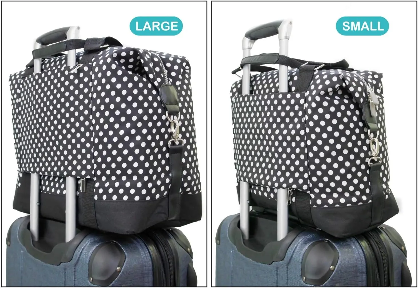 Travel Weekender Overnight Carry-on Shoulder Duffel Tote Bag (8" x 12" x 16 (Large), Black & White Stripes)
