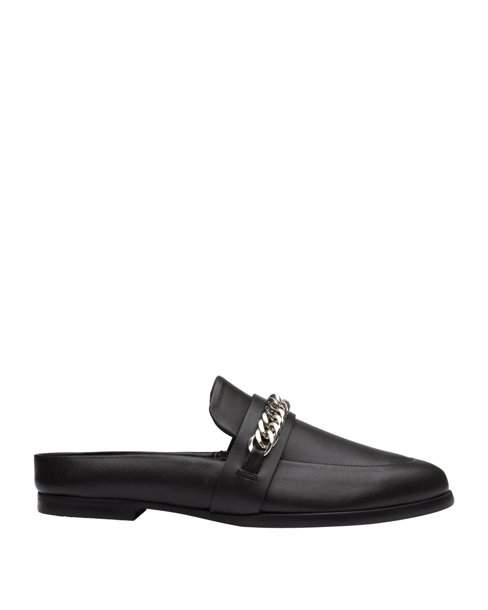Tuesday Silver Chain Black Leather Slide