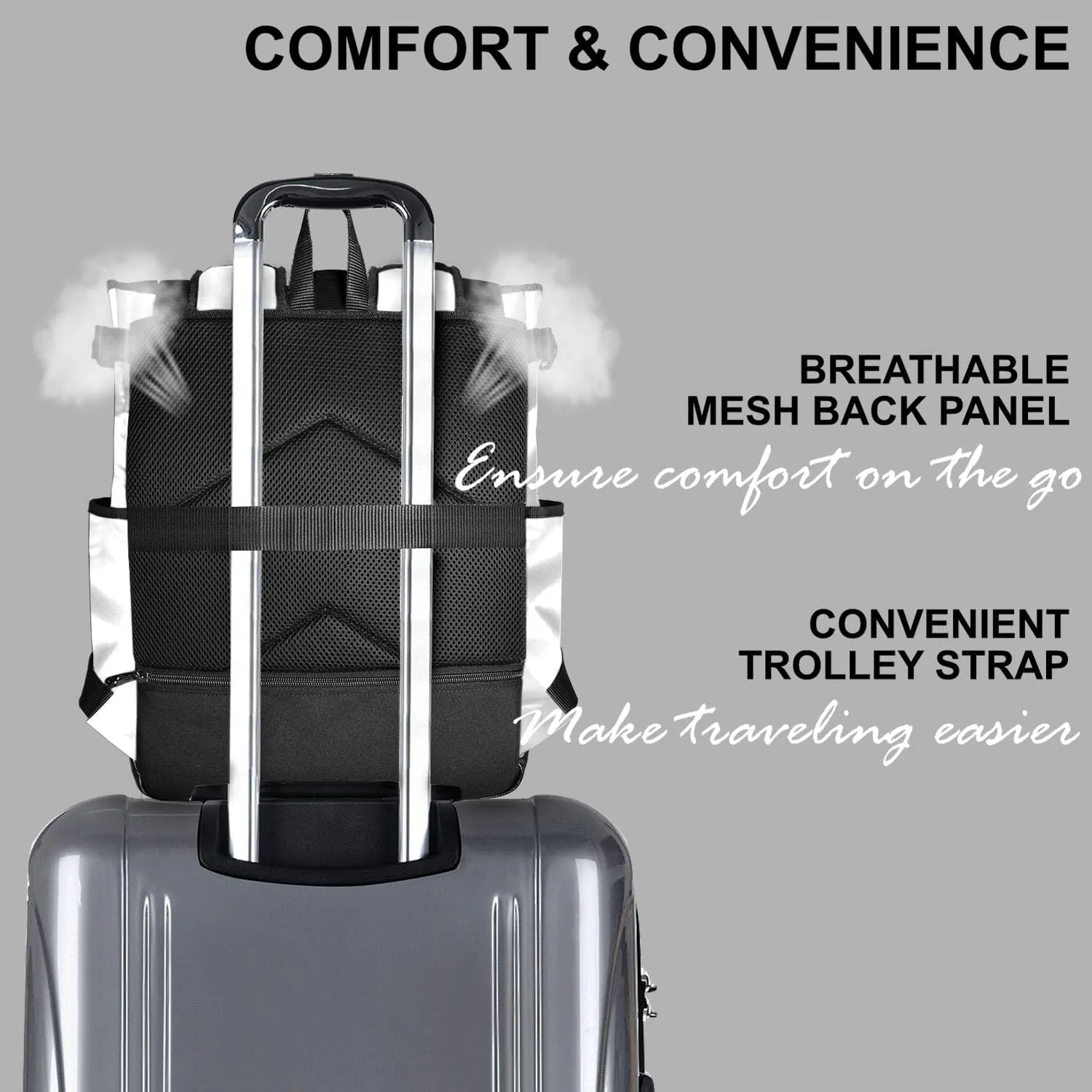 Unisex Laptop Tote Backpack Convertible Lightweight Nylon Water-Resistant Everyday Shoulder Tote bag Backpack with Water Bottle Pocket Work Travel, White