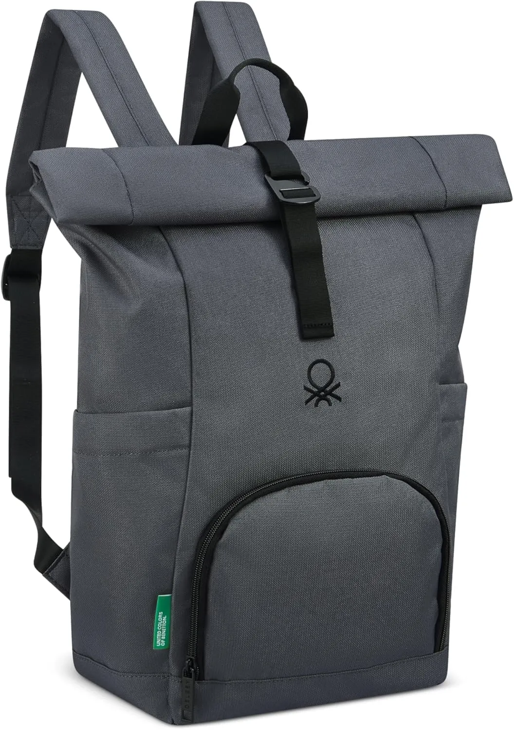 United Colors of Benetton Be Rolltop Backpack, Anthracite, 15.6 Inch Laptop Sleeve
