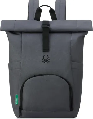 United Colors of Benetton Be Rolltop Backpack, Anthracite, 15.6 Inch Laptop Sleeve