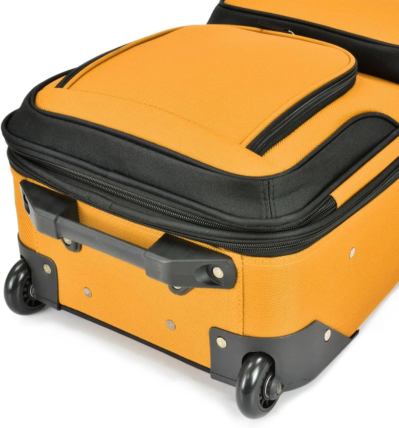 U.S. Traveler Lightweight Rolling 20" Carry On Luggage Softside Suitcase, Orange, 2 Wheel-1 Piece
