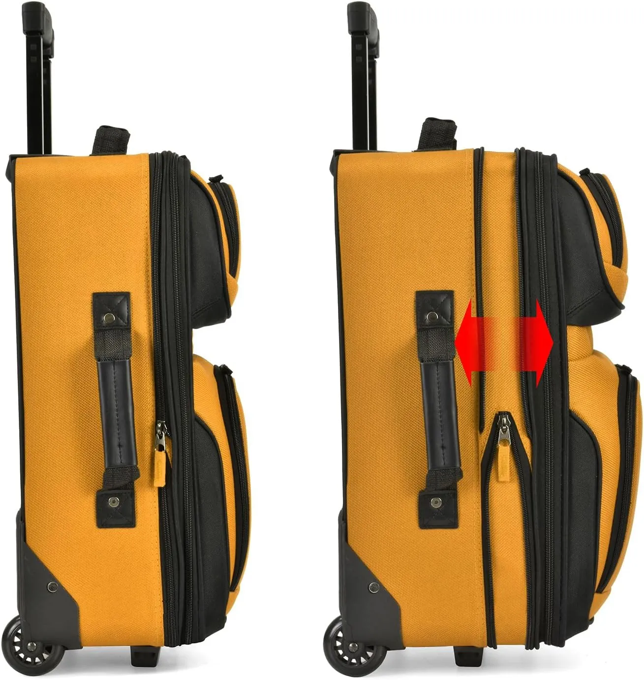 U.S. Traveler Lightweight Rolling 20" Carry On Luggage Softside Suitcase, Orange, 2 Wheel-1 Piece