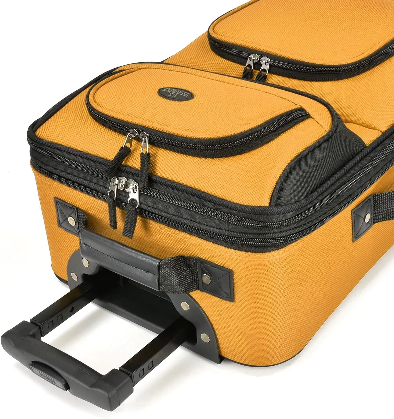 U.S. Traveler Lightweight Rolling 20" Carry On Luggage Softside Suitcase, Orange, 2 Wheel-1 Piece