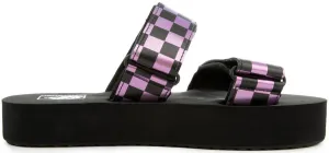 Vans Womens Cayucas Mega Platform Slide On Iridescent Checkerboard/Black