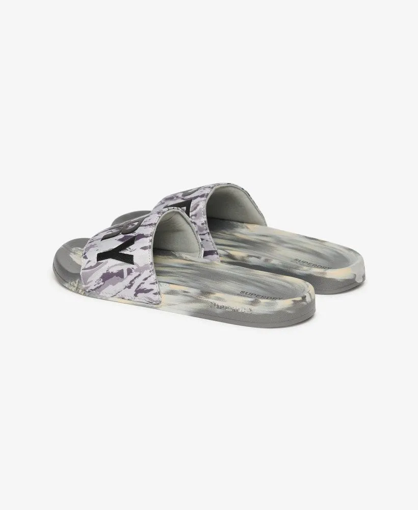 Vegan Camo Pool Slides | Ice Grey Tiger Camo