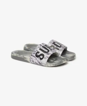 Vegan Camo Pool Slides | Ice Grey Tiger Camo