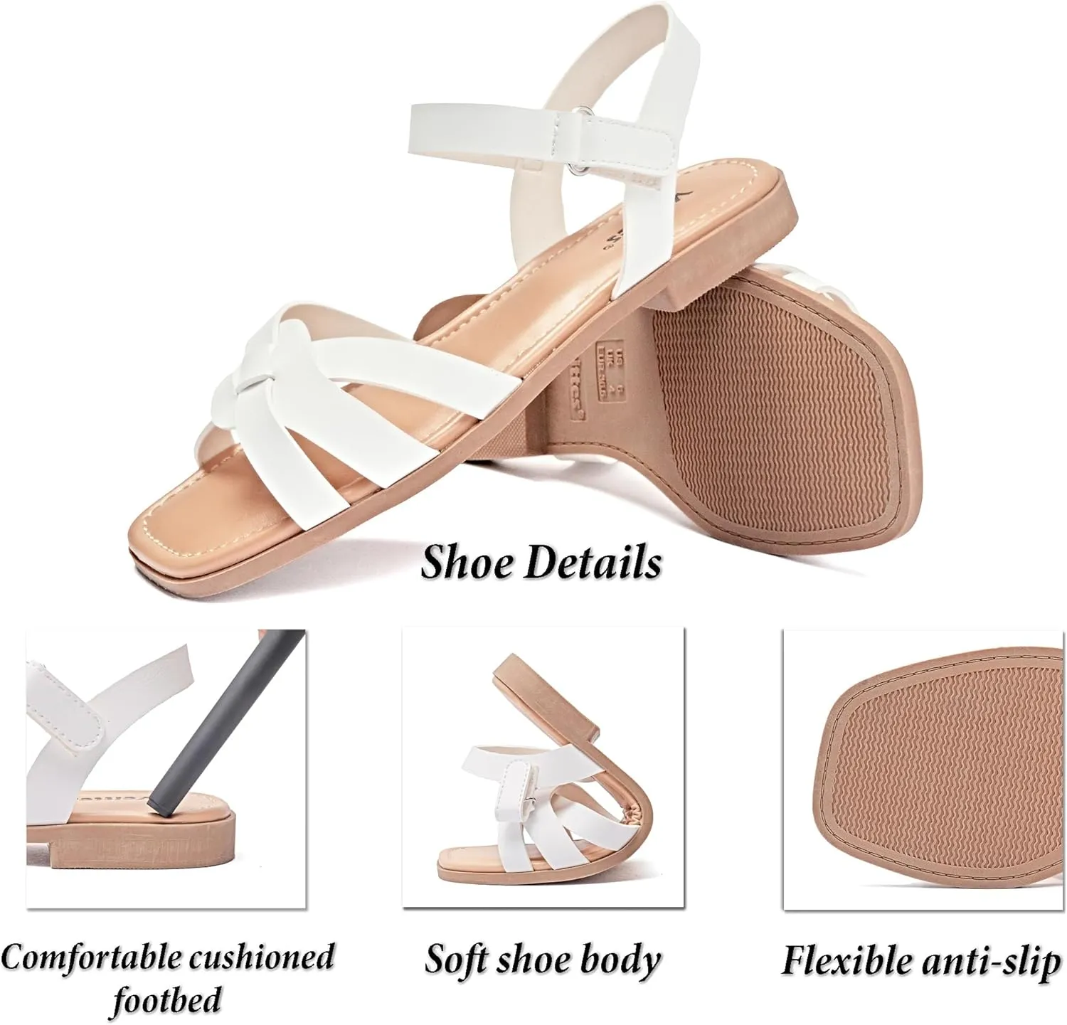 Veittes Women's Flat Slide Sandals-Casual Ladies Flat Summer Sandals.