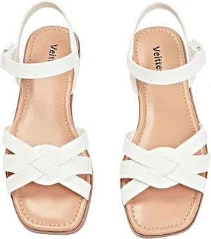 Veittes Women's Flat Slide Sandals-Casual Ladies Flat Summer Sandals.