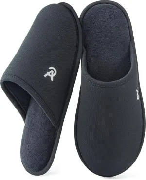 VeraCosy Mens Knitted Scottish Slippers with Soft Memory Foam Non Slip Indoor Rubber Sole