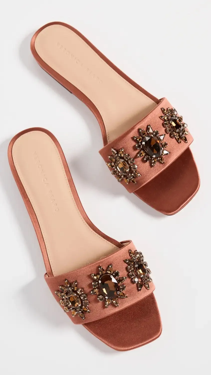 VERONICA BEARD MAGGIE JEWELED EMBELLISHED SLIDE SANDALS