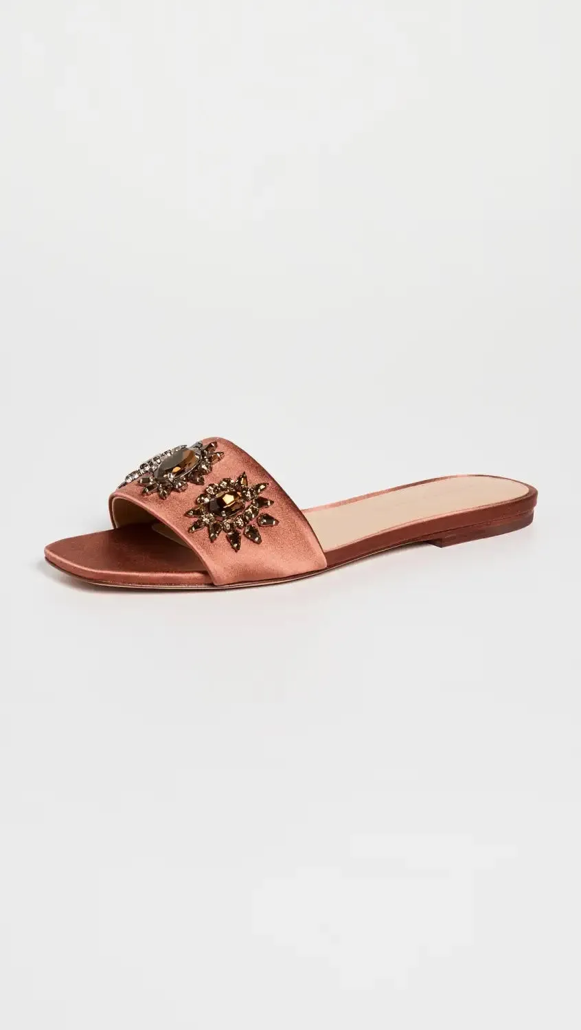 VERONICA BEARD MAGGIE JEWELED EMBELLISHED SLIDE SANDALS