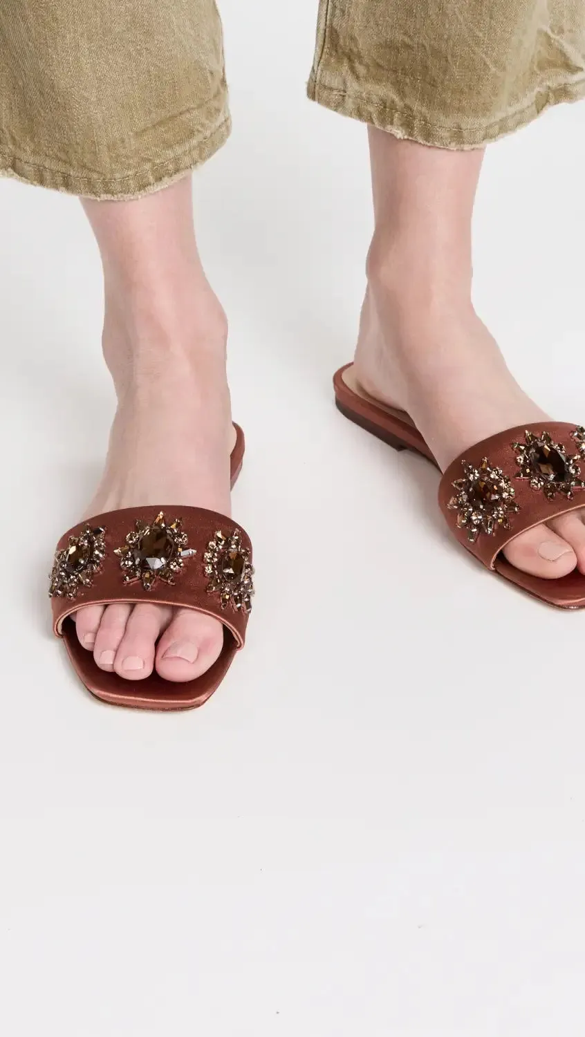 VERONICA BEARD MAGGIE JEWELED EMBELLISHED SLIDE SANDALS