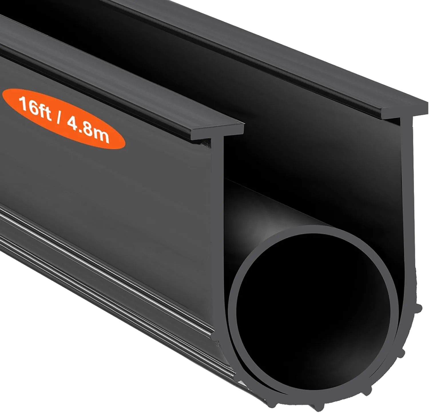 VEVOR Garage Door Seals Bottom Rubber, U Shape  O Ring Garage Door Weather Stripping, Universal Weatherproof Threshold Buffering Sealing Rubber, 5/16 inch T-Ends and 3 3/4 inch Width (16 Ft, Black)