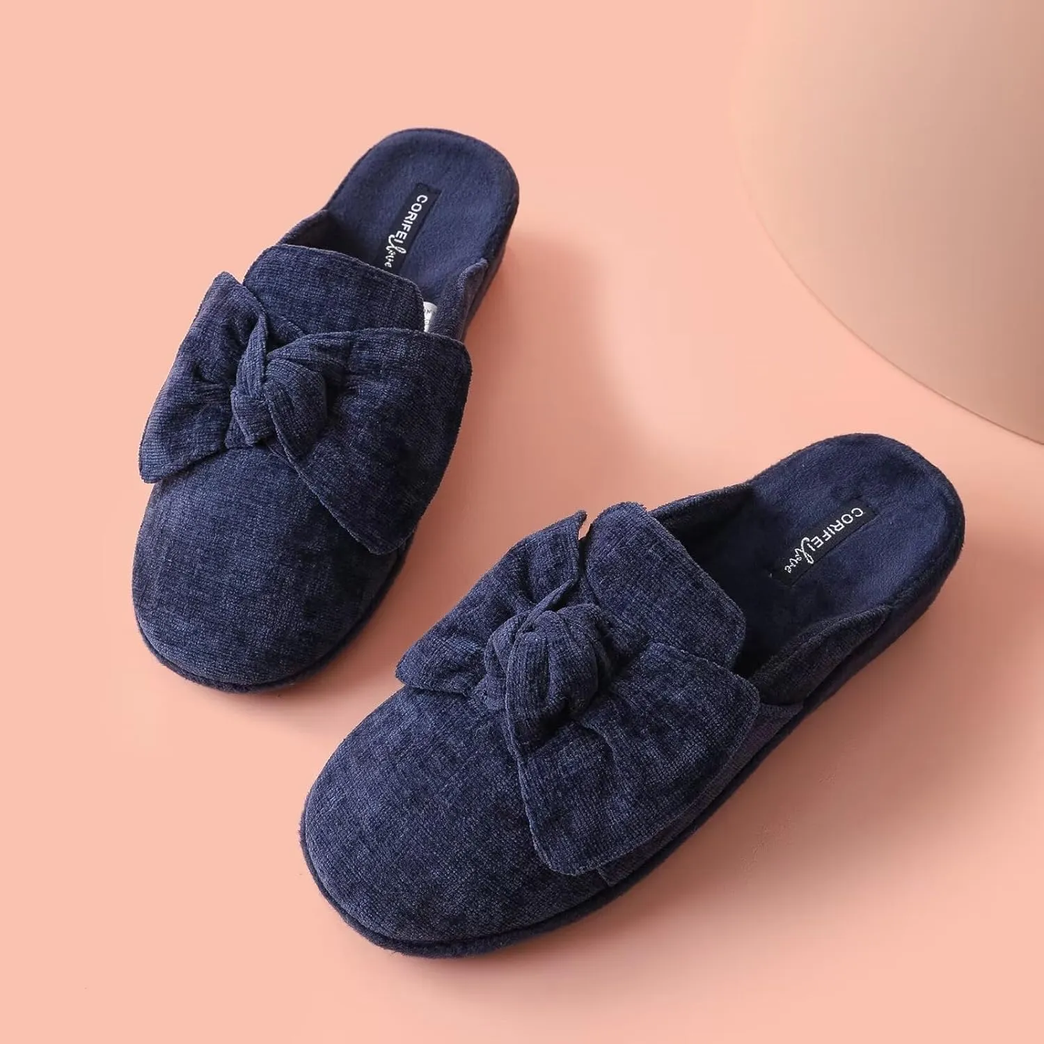 Wedge Style Slippers for Women Elegant House Shoes with Bow Indoor Outdoor Slides