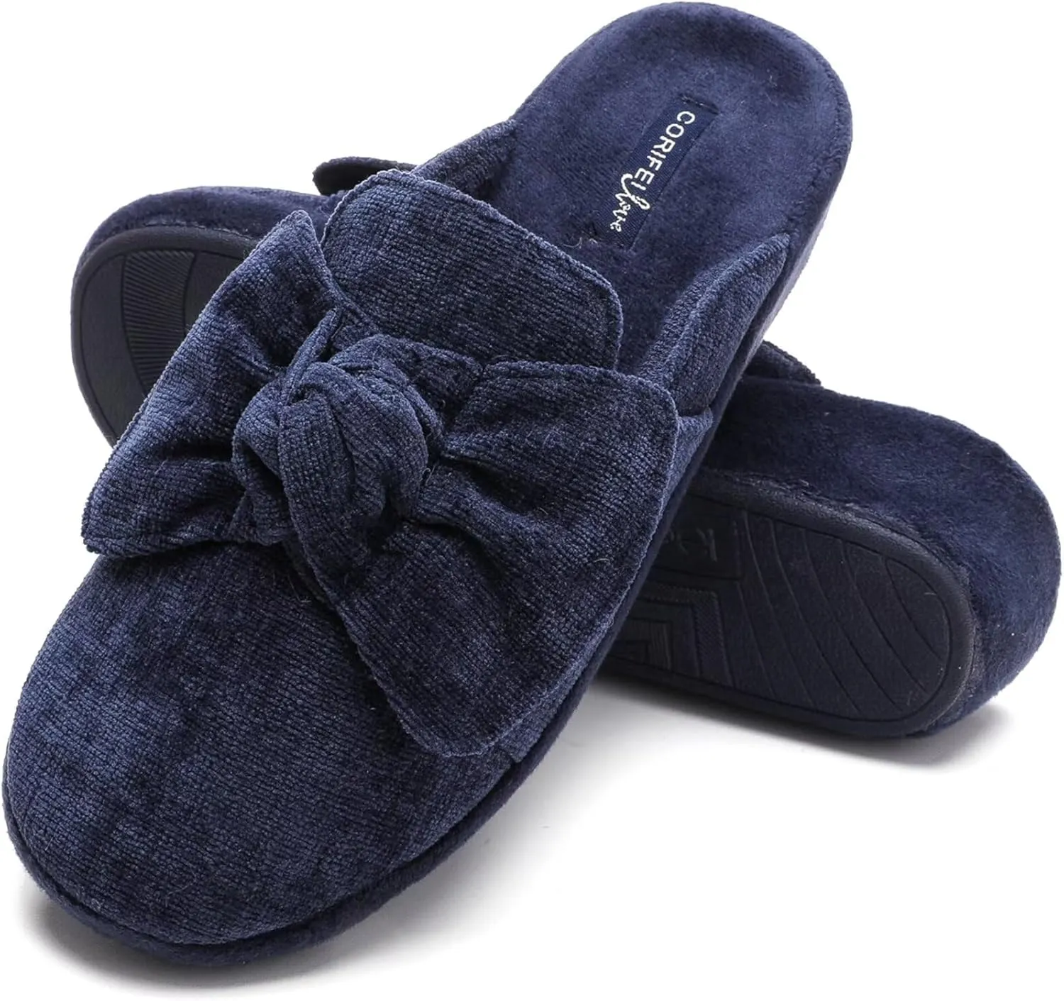 Wedge Style Slippers for Women Elegant House Shoes with Bow Indoor Outdoor Slides