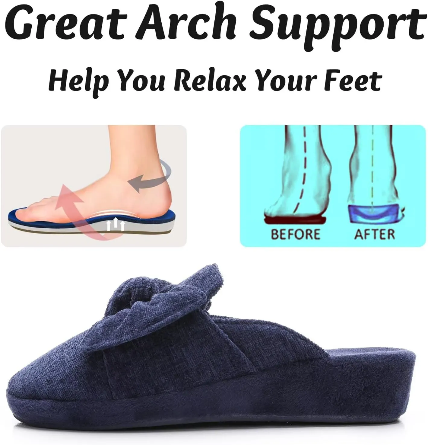 Wedge Style Slippers for Women Elegant House Shoes with Bow Indoor Outdoor Slides