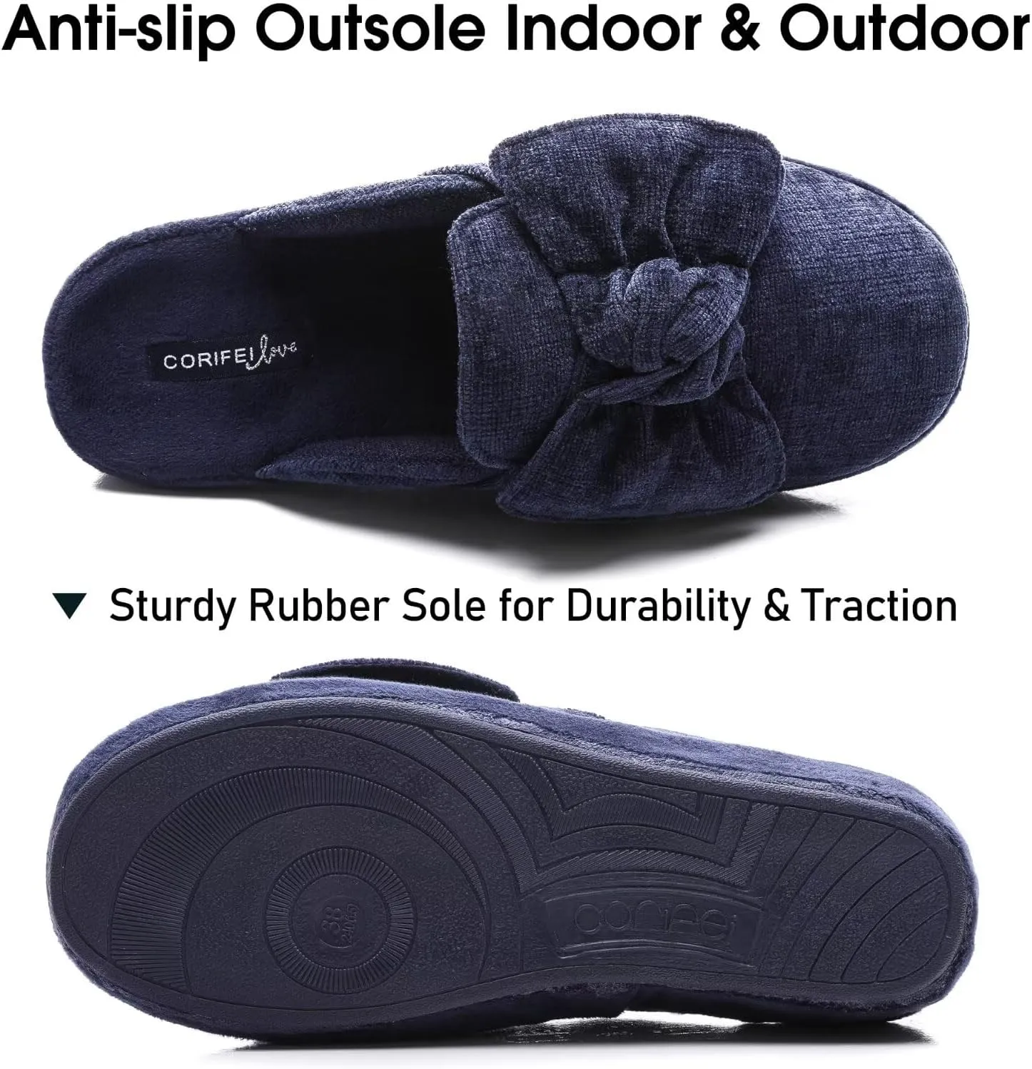 Wedge Style Slippers for Women Elegant House Shoes with Bow Indoor Outdoor Slides