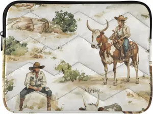 Western Cowboy Cow Vast Wilderness Laptop Sleeve Case 15-16 Inch Concise Laptop Storage Bag for Travel Business