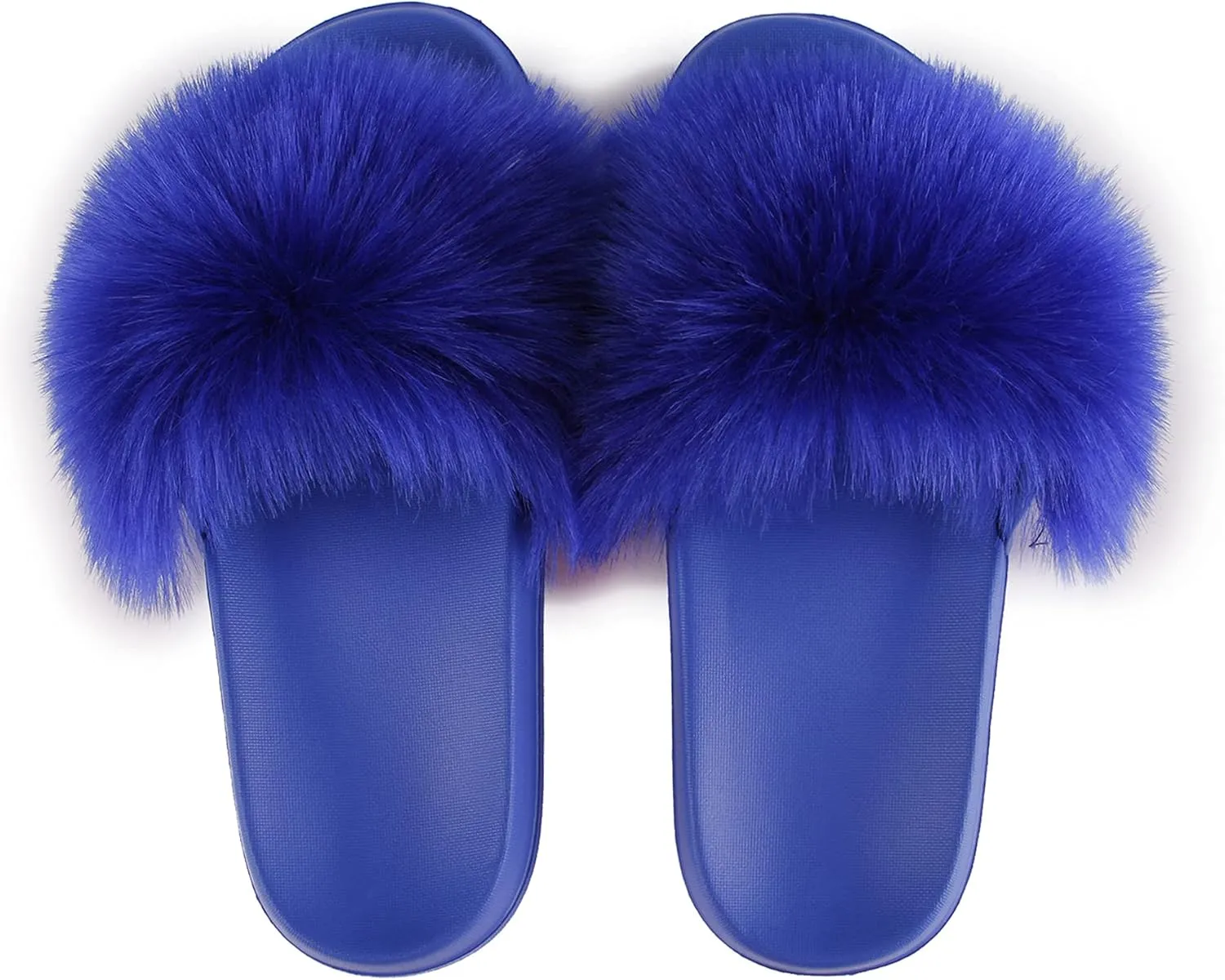 Women's Faux Fur Slides, Open Toe Cute Fur Slippers, Indoor or Outdoor Comfortable Furry Slide Sandals With Fluffy Fur