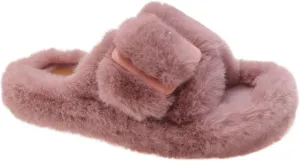 Women's Fuzzy Slippers Fluffy Cozy Comfy Memory Foam Open Toe House Slippers Faux Fur Soft Plush Cross Band Slides Anti-Skid Indoor Outdoor Home Bedroom for Women
