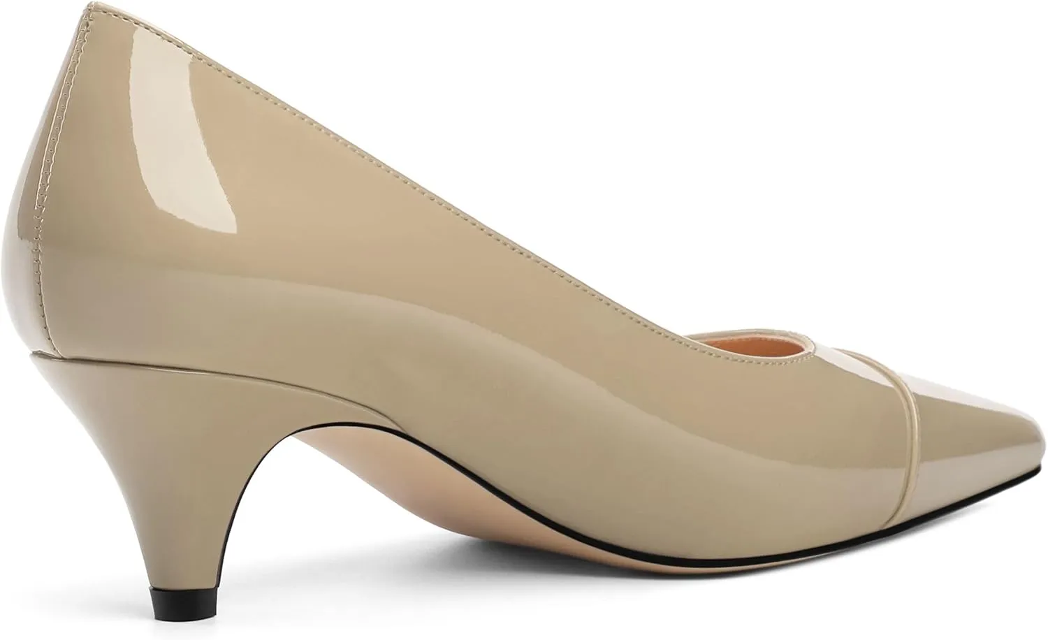 Womens Low Kitten Heels Pumps Pointed Toe Slip On Patent Leather Dressy Shoes 2 Inch