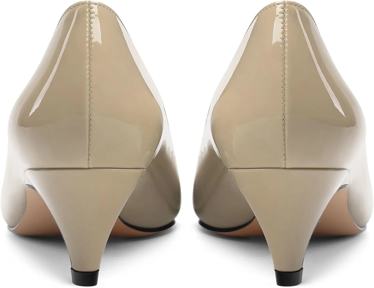 Womens Low Kitten Heels Pumps Pointed Toe Slip On Patent Leather Dressy Shoes 2 Inch