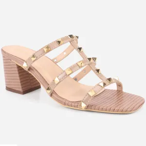Women's "LISACONE" Stud Adorned Block Heeled Sandals