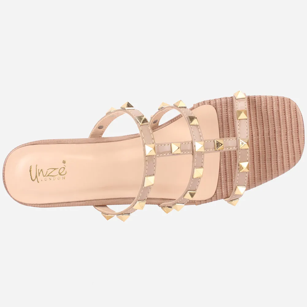 Women's "LISACONE" Stud Adorned Block Heeled Sandals