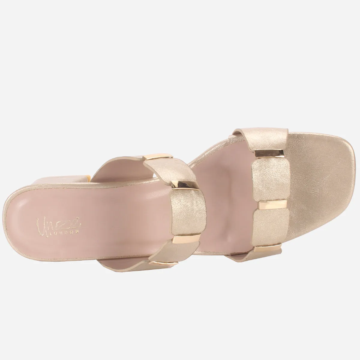 Womens "NATALIA" Fancy Block Heel Slide In Sandals